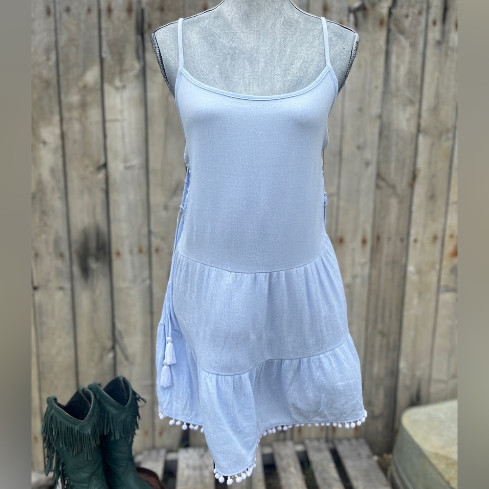 BOHEMIAN BLUE SUN DRESS SIZE LARGE BEACH SUMMER VERY LITE